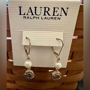 Lauren Ralph Lauren Gold and Pearl Drop Earrings